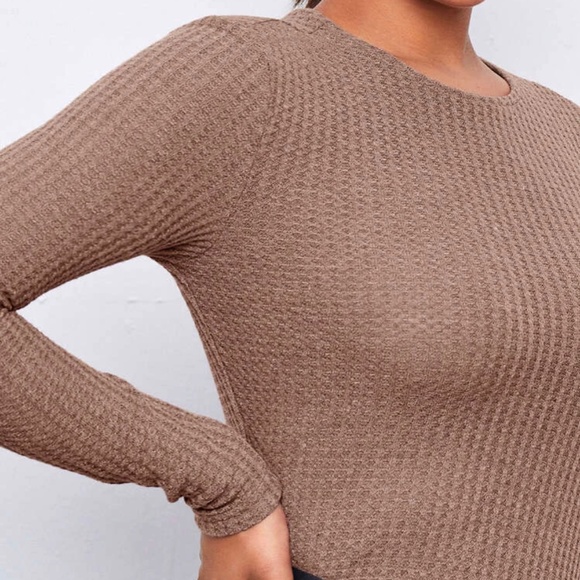 Apricot Waffle Knit Firm Fitting Tee - Picture 2 of 5